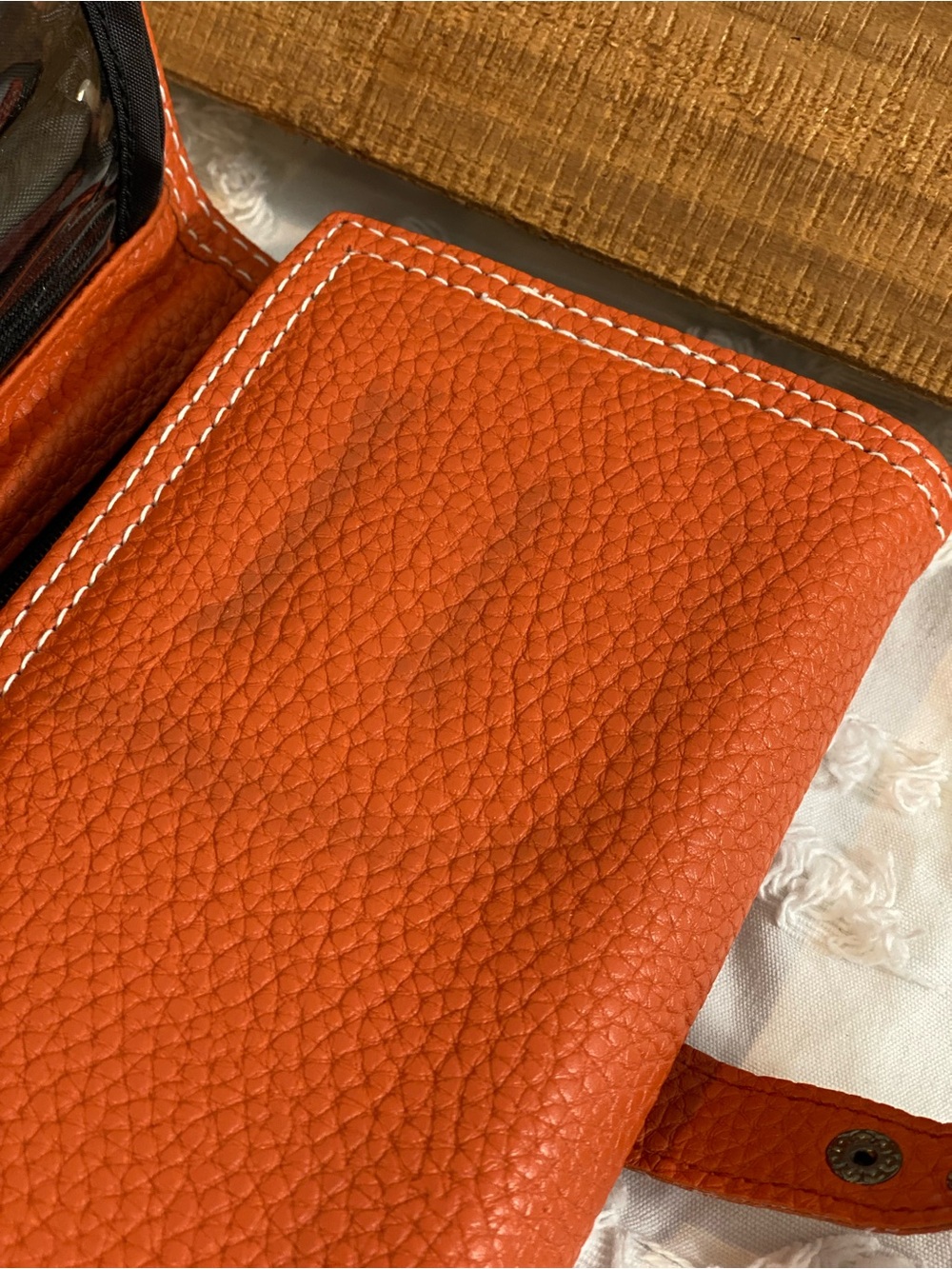 Orange Leather Travel Jewelry Wallet with Silver Ring - Picture 13 of 13